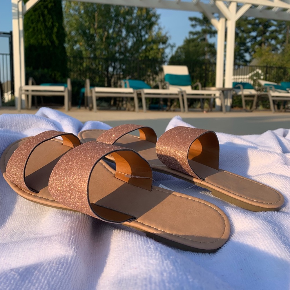 5/$30! MIX & MATCH! ICING ROSE GOLD GLITTER Slip-On Sandals! - Picture 4 of 7